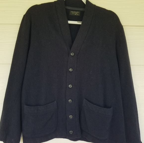 Vintage 60s Virgin Wool Knit Cardigan Navy Dark Grunge Academia Cottagecore - Picture 3 of 8
